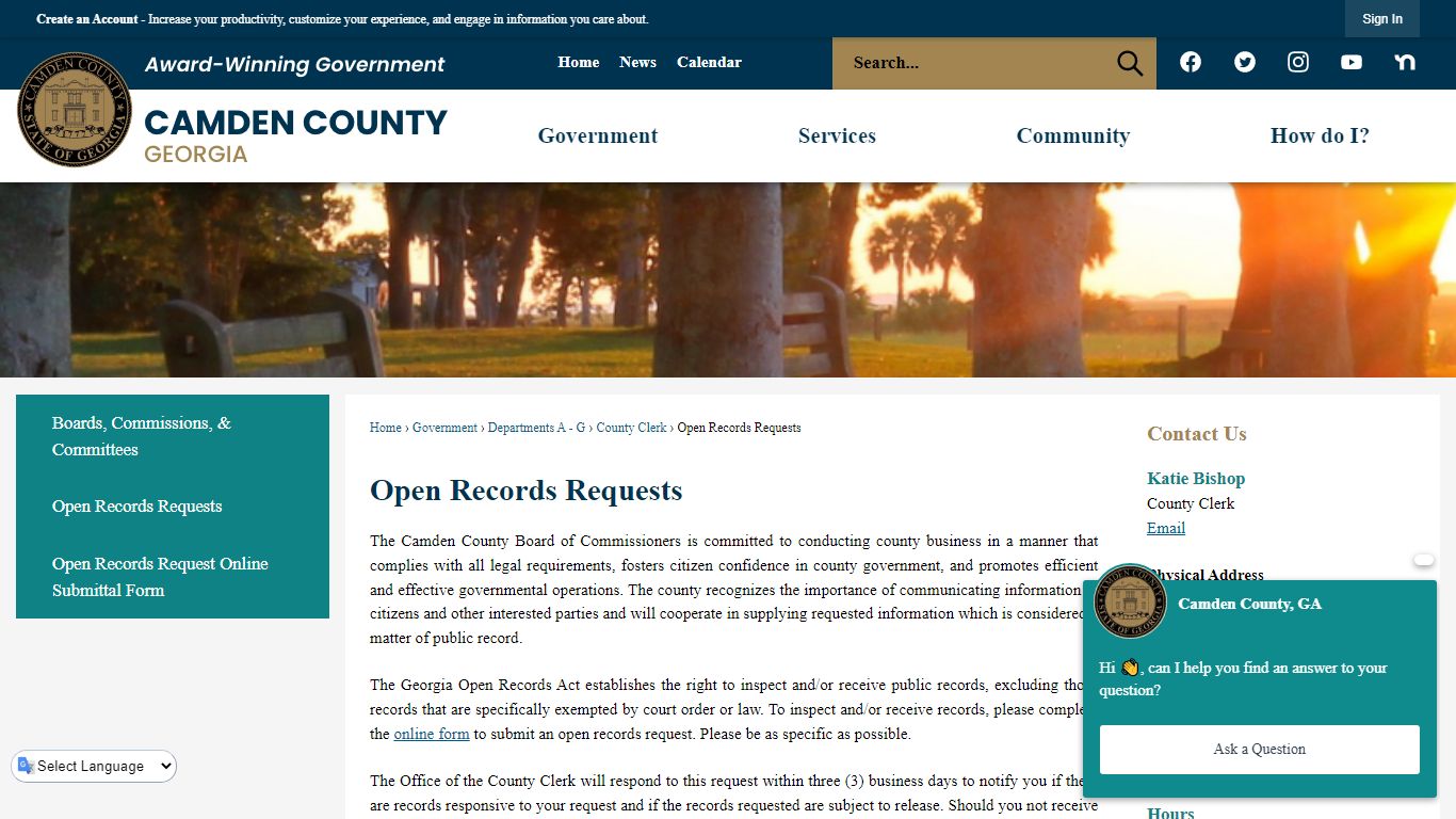 Open Records Requests | Camden County, GA - Official Website